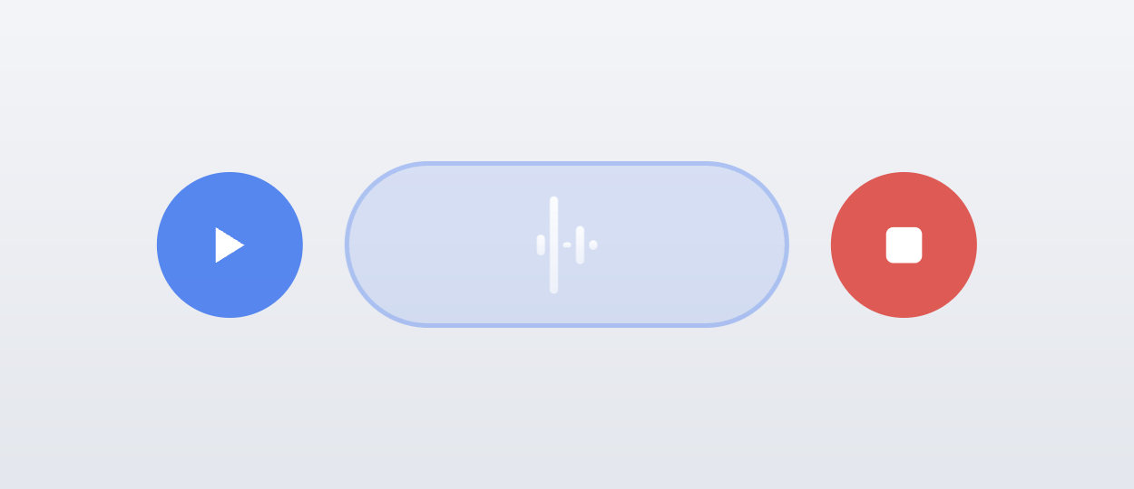 The recording pill in its paused state with a play button beside it