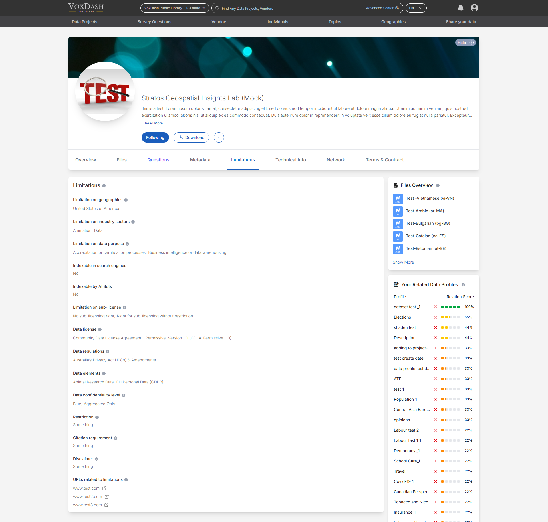 data-project-limitation-page