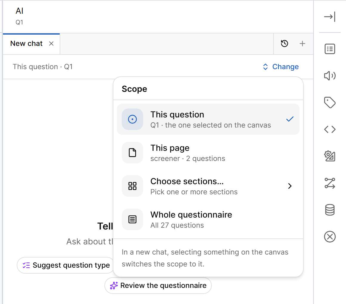 Scope menu of the AI Assistant