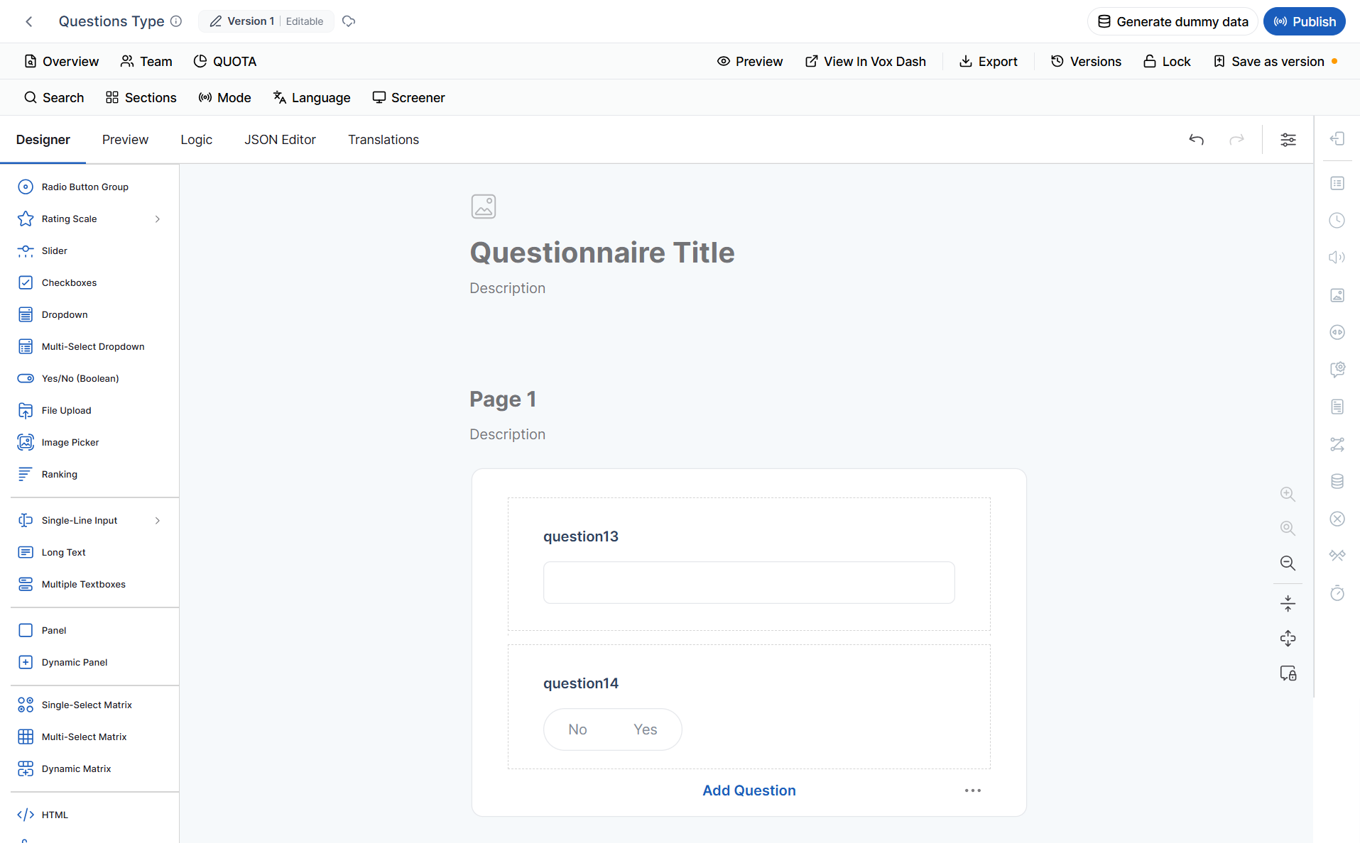 Questions types