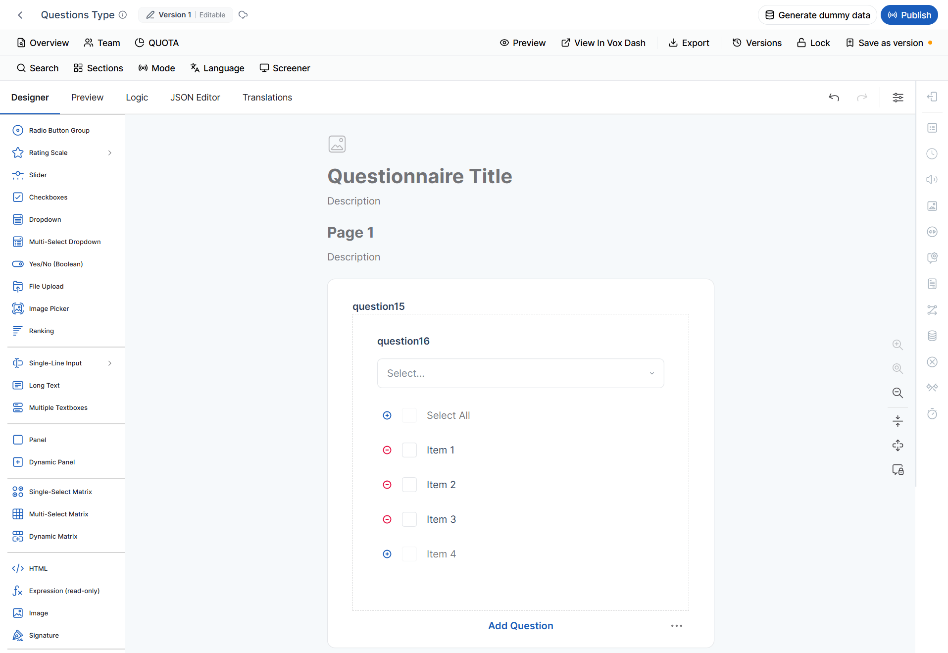 Questions types