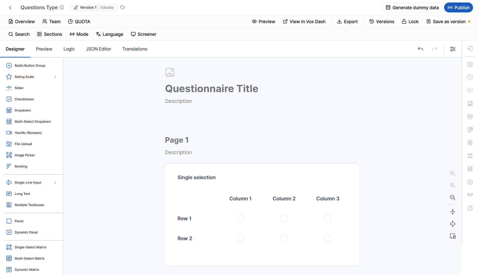 Questions types
