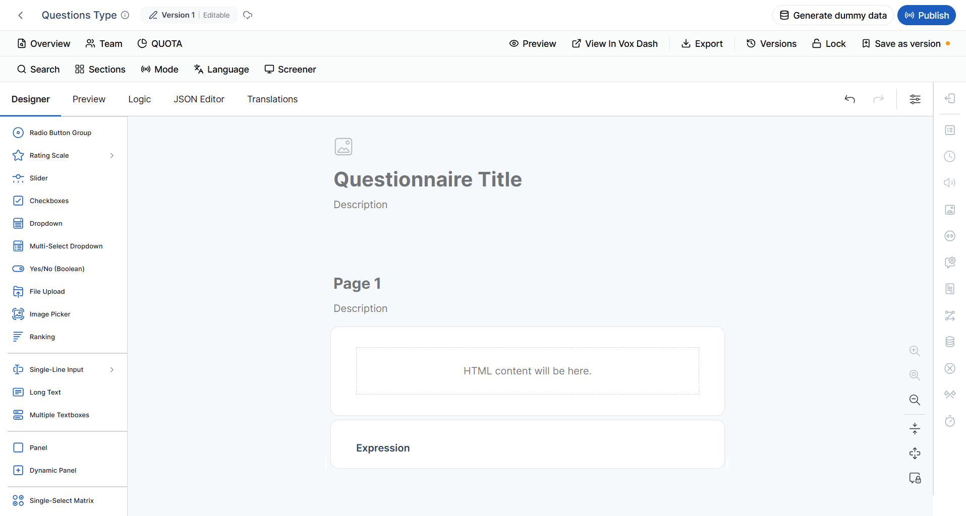 Questions types