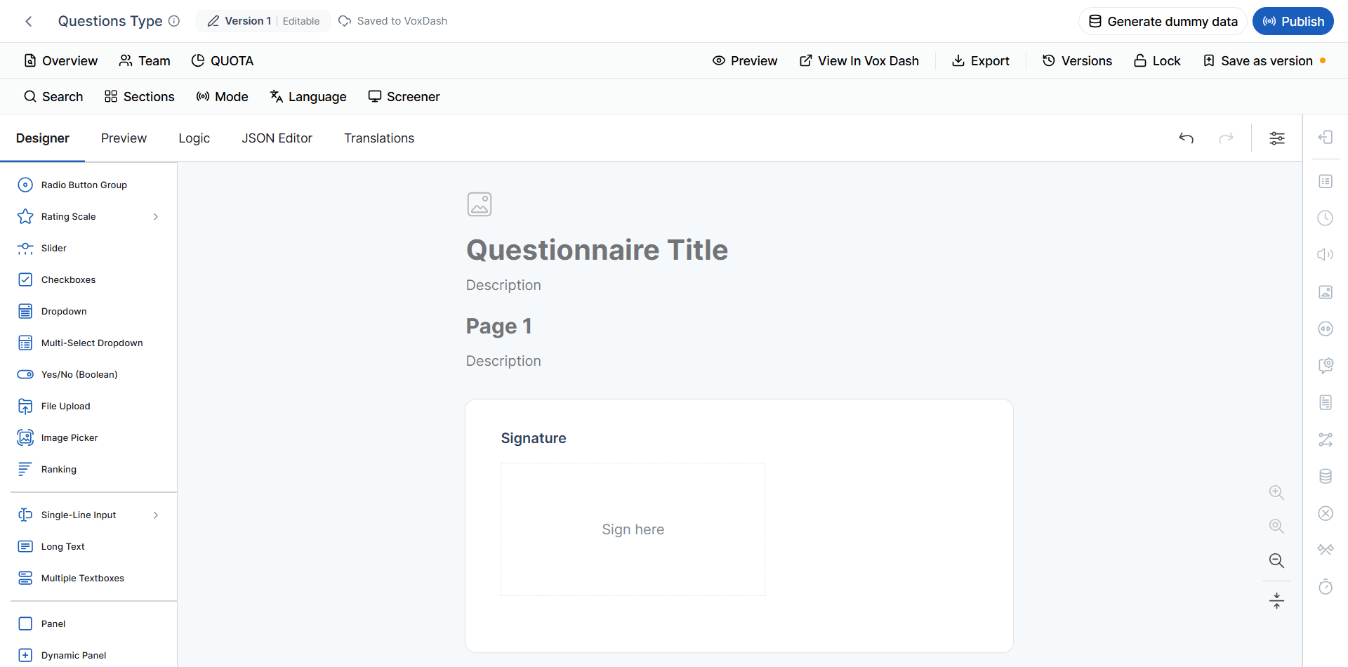Questions types