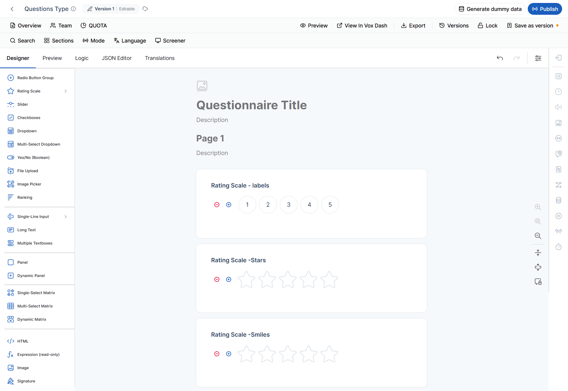 Questions types