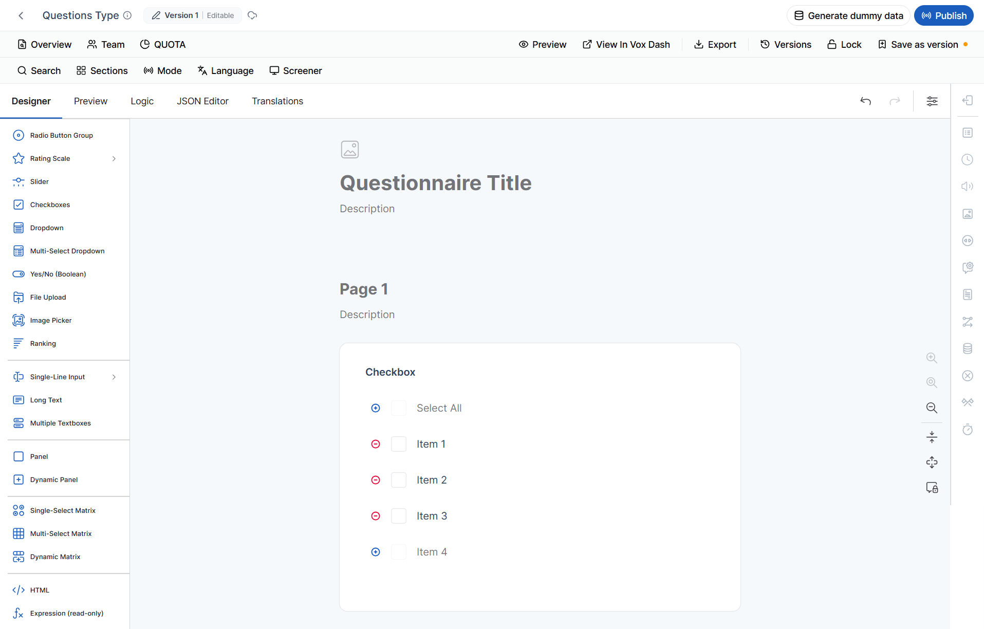 Questions types