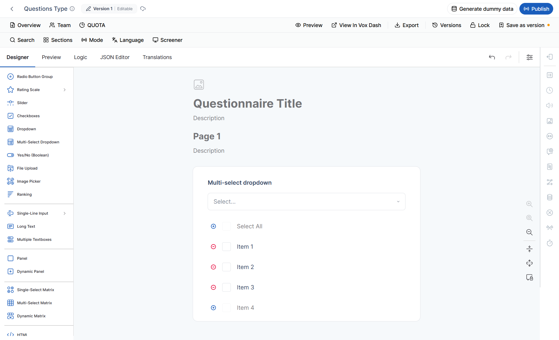 Questions types