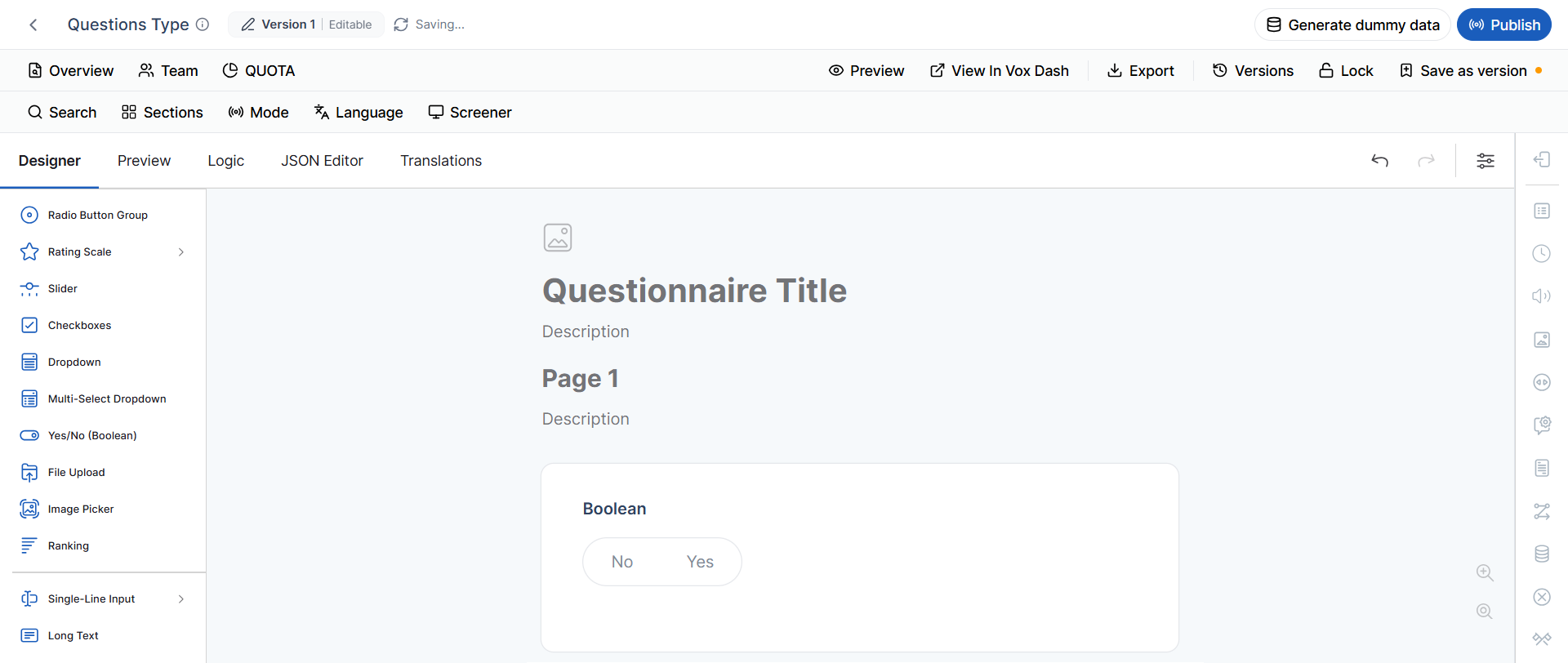 Questions types