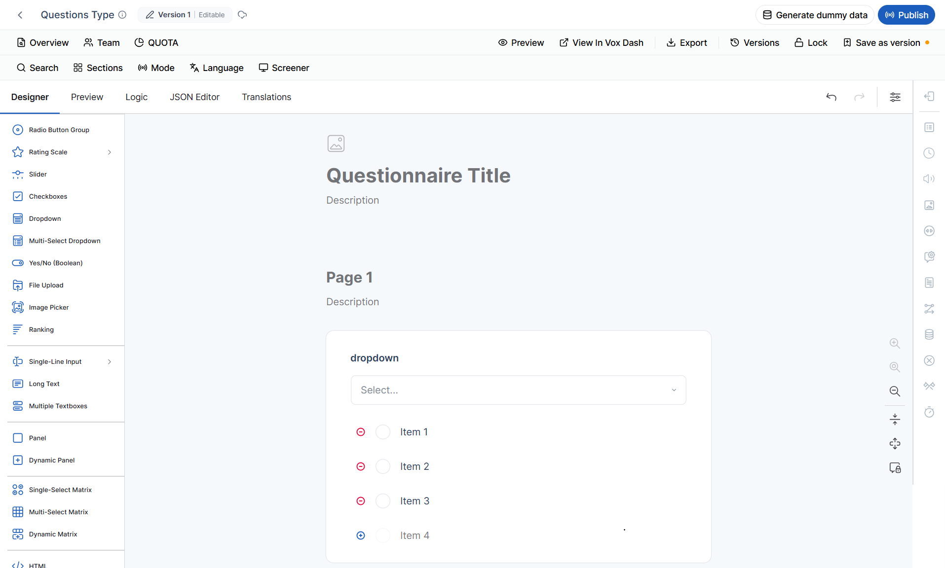 Questions types