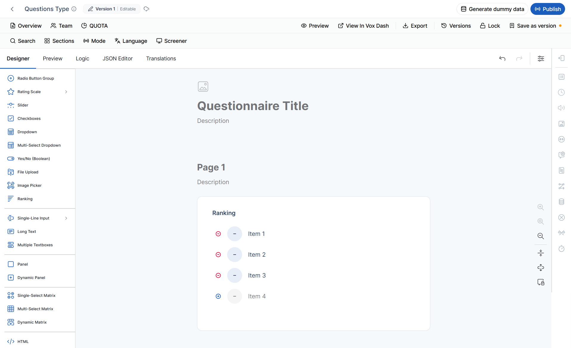 Questions types
