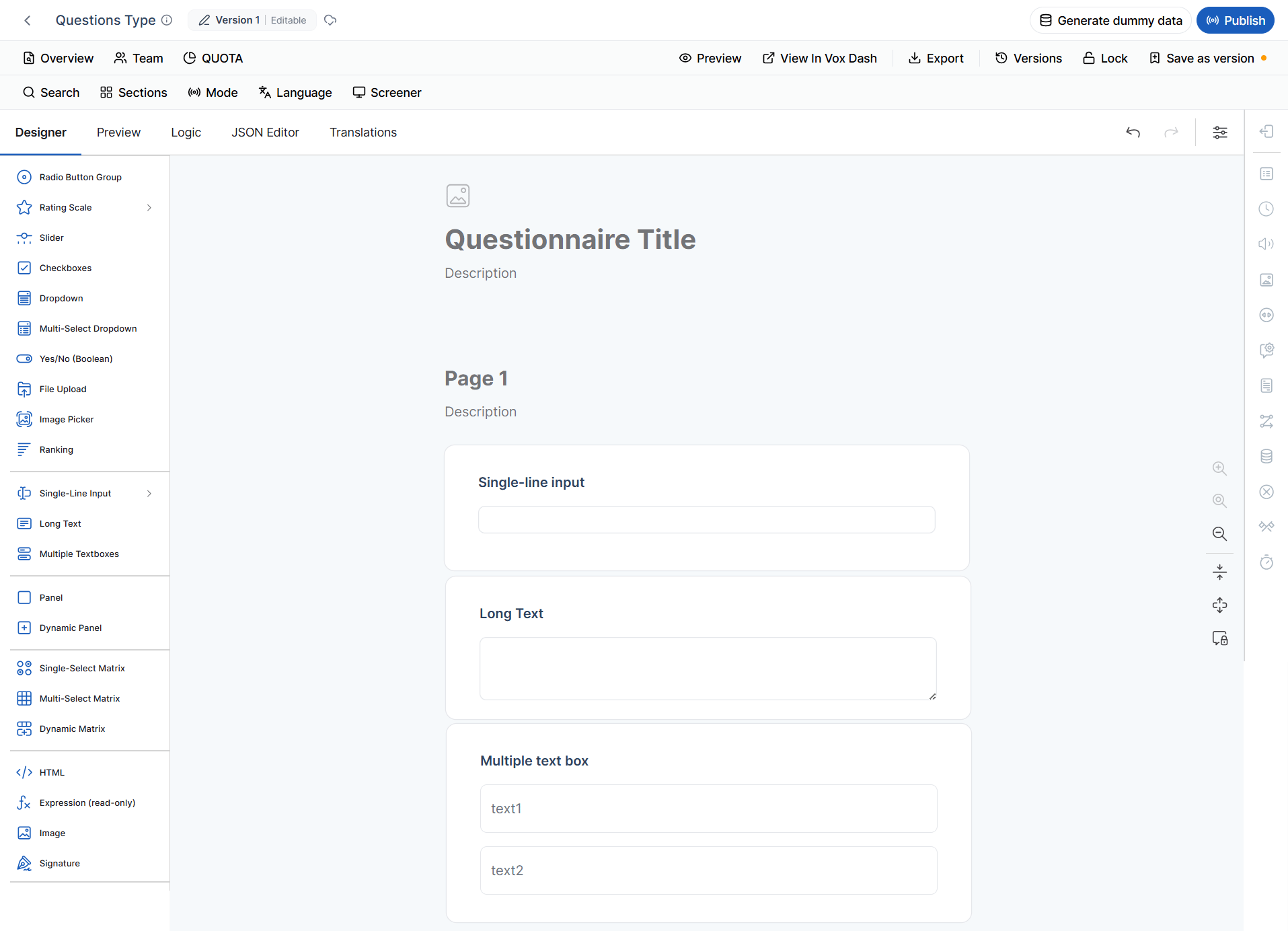 Questions types