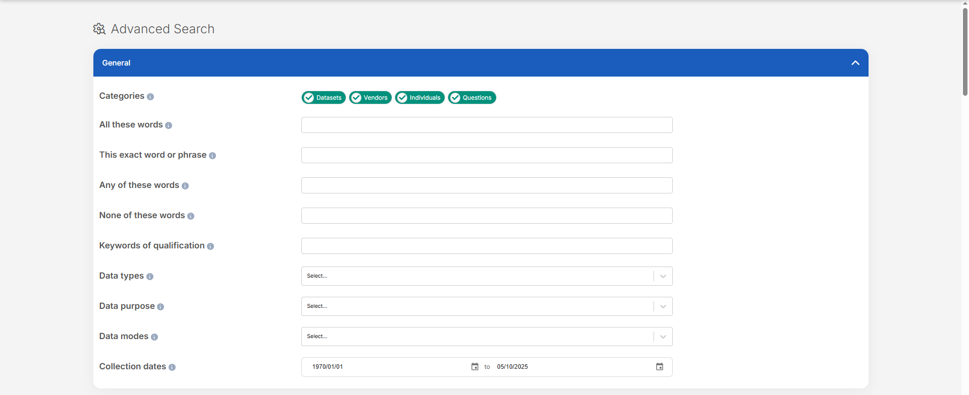 Advance Search-General