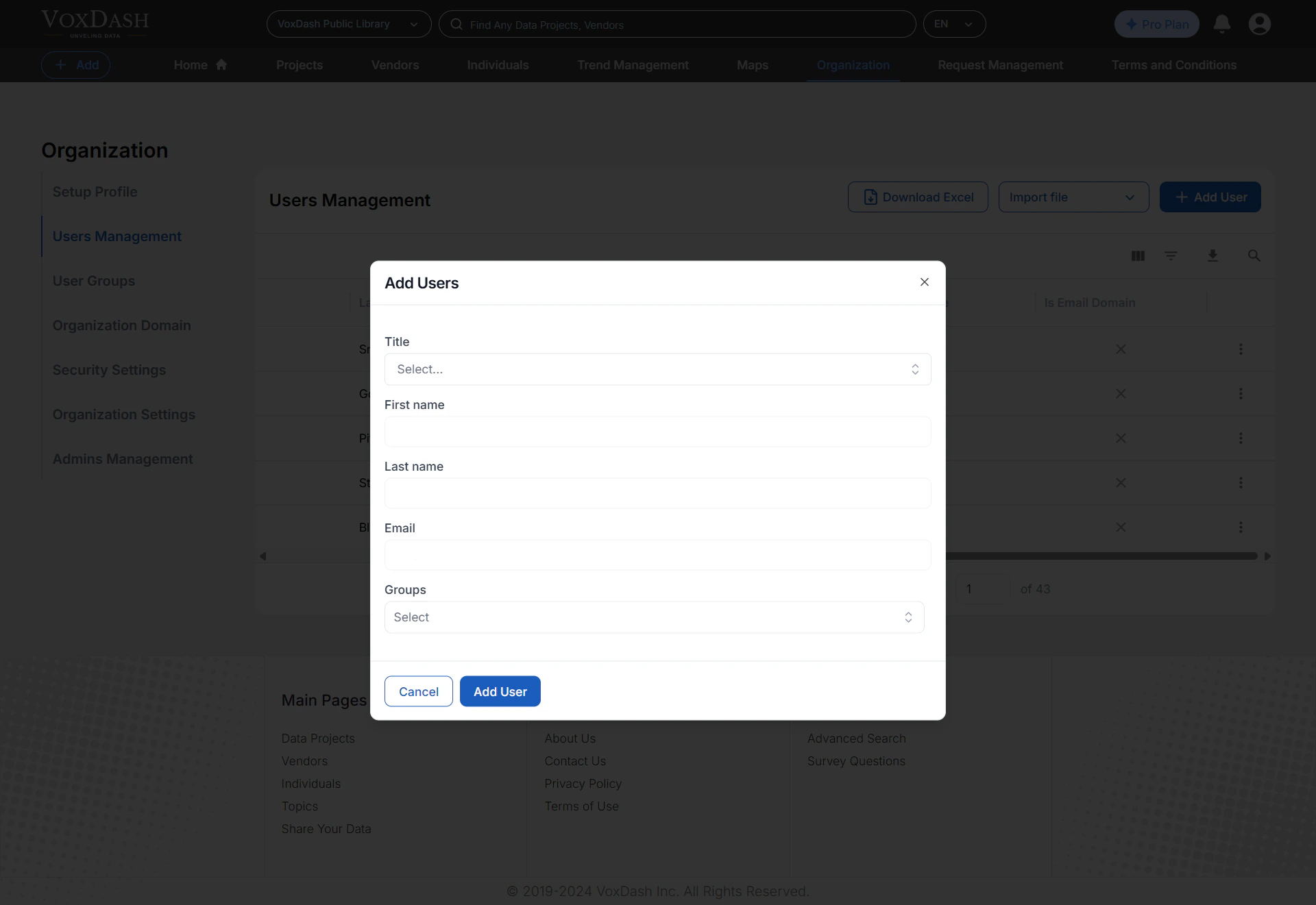 user Management