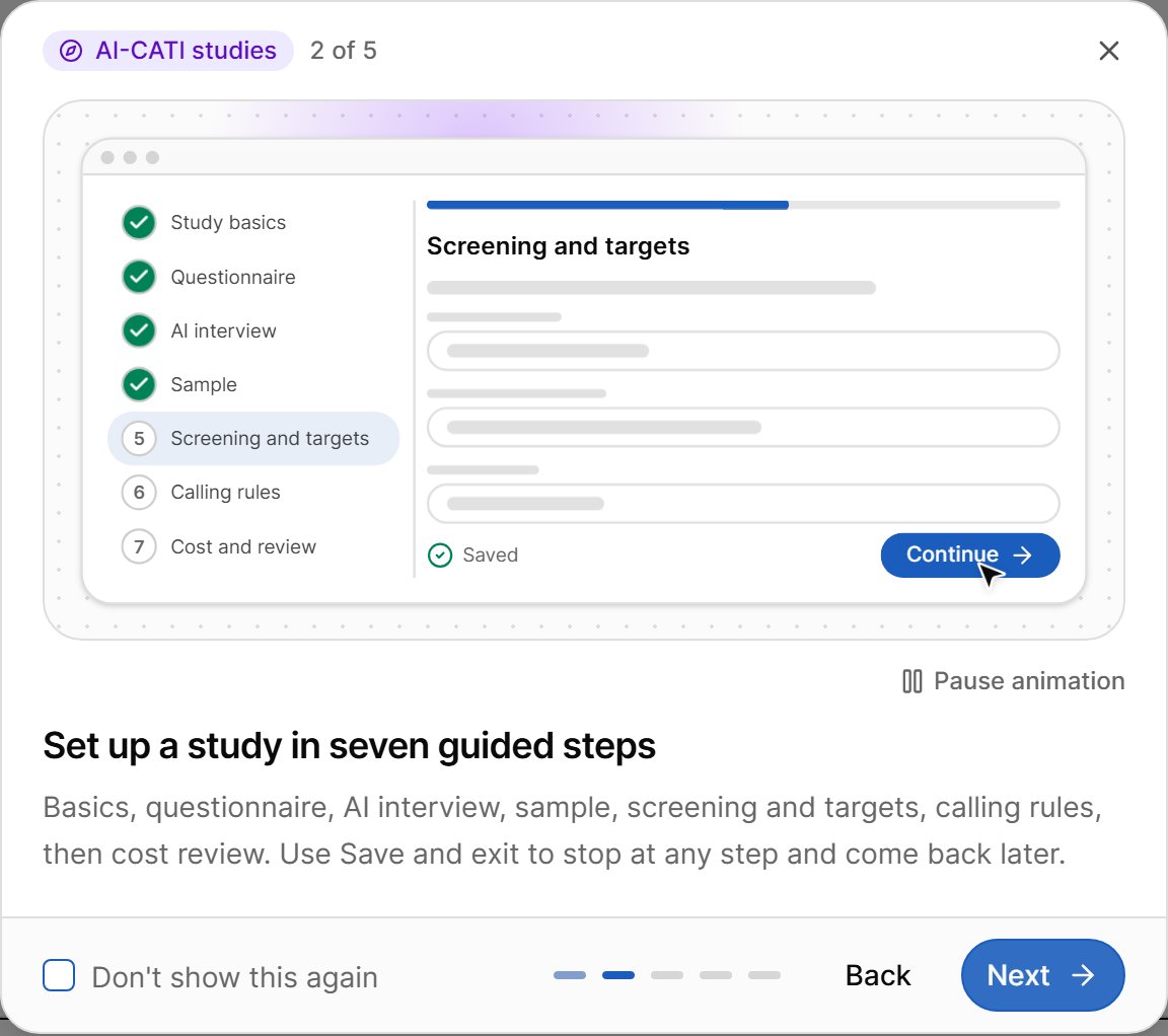 Set up a study in seven guided steps