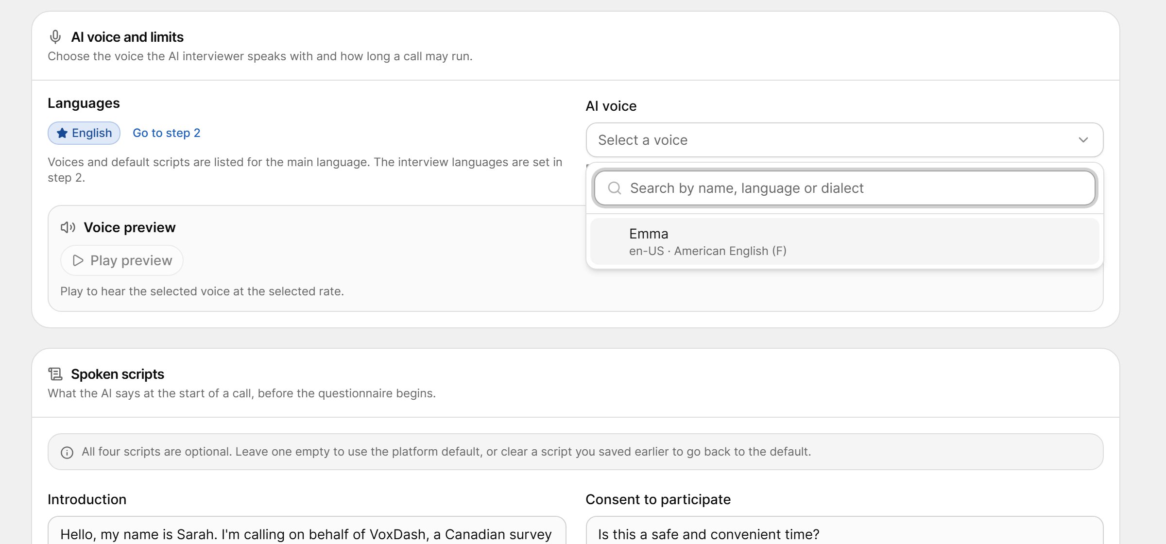 Choosing an AI voice