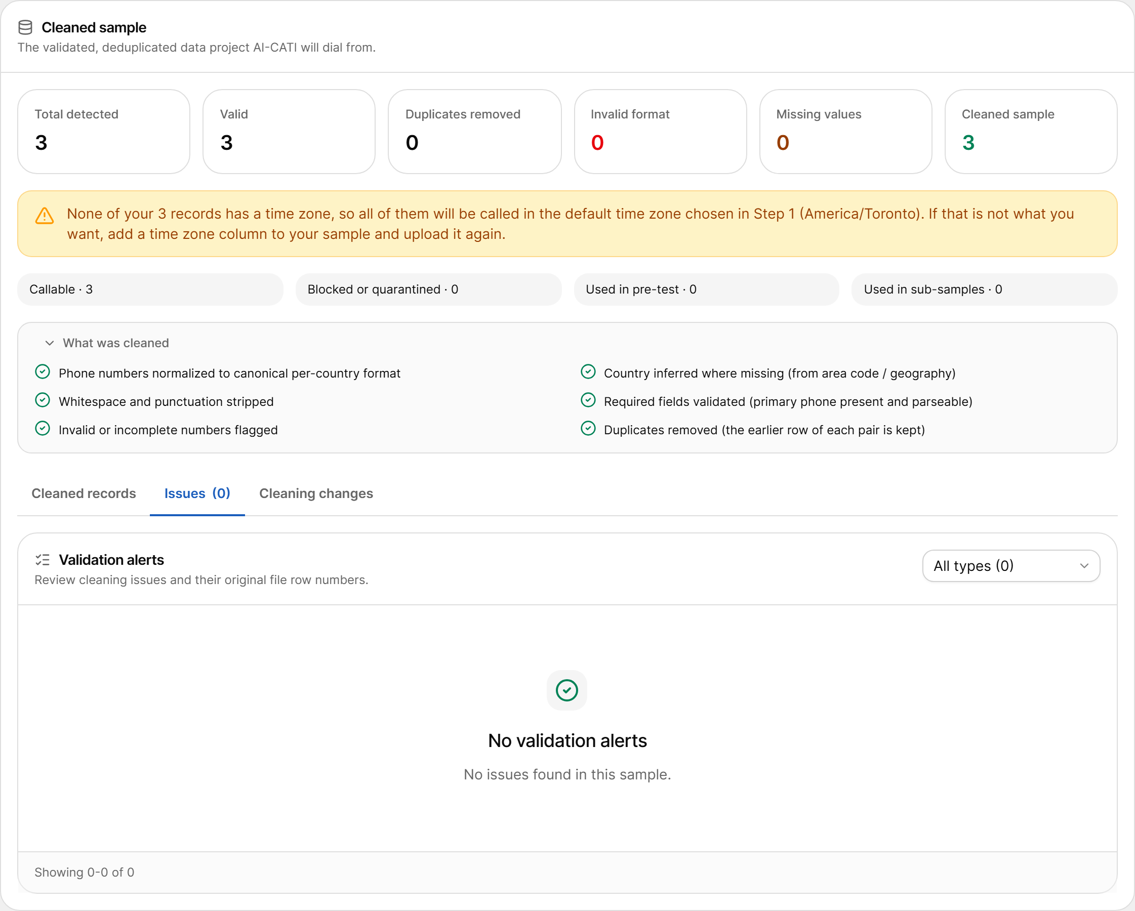 Validation alerts