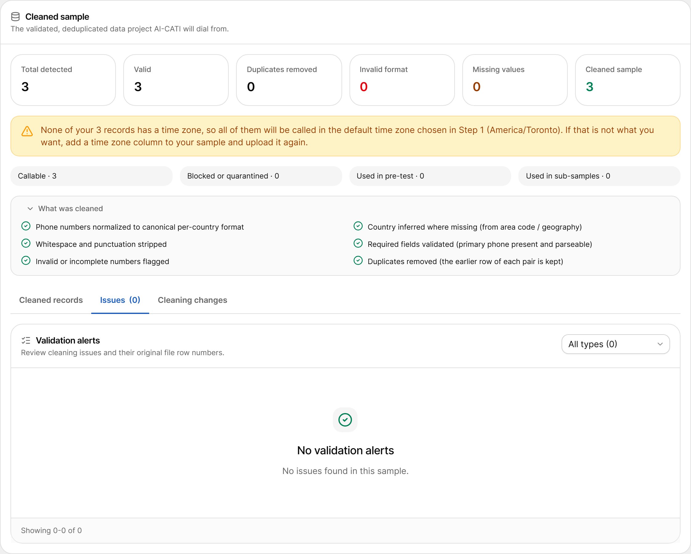 Validation alerts