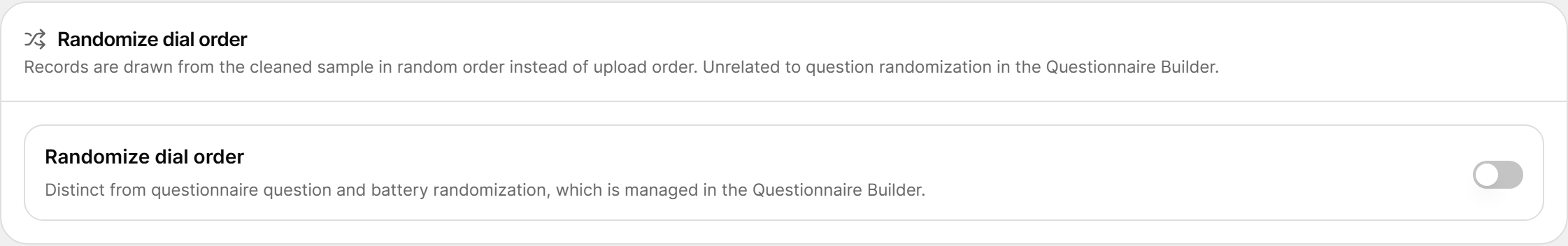 Randomize dial order