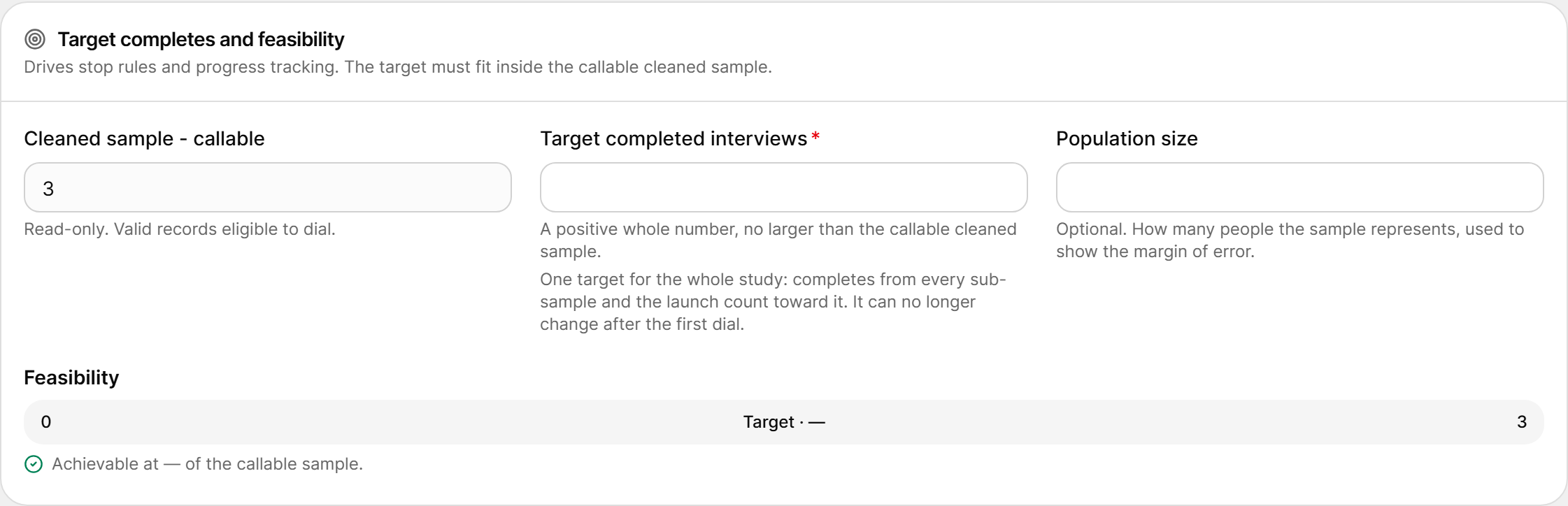 Target completes and feasibility