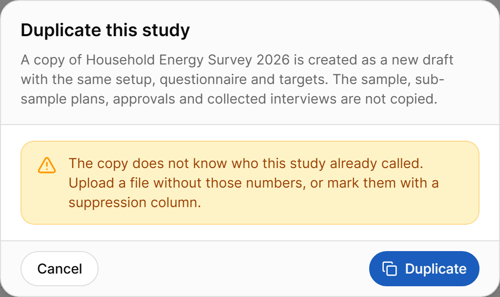 Duplicate this study dialog