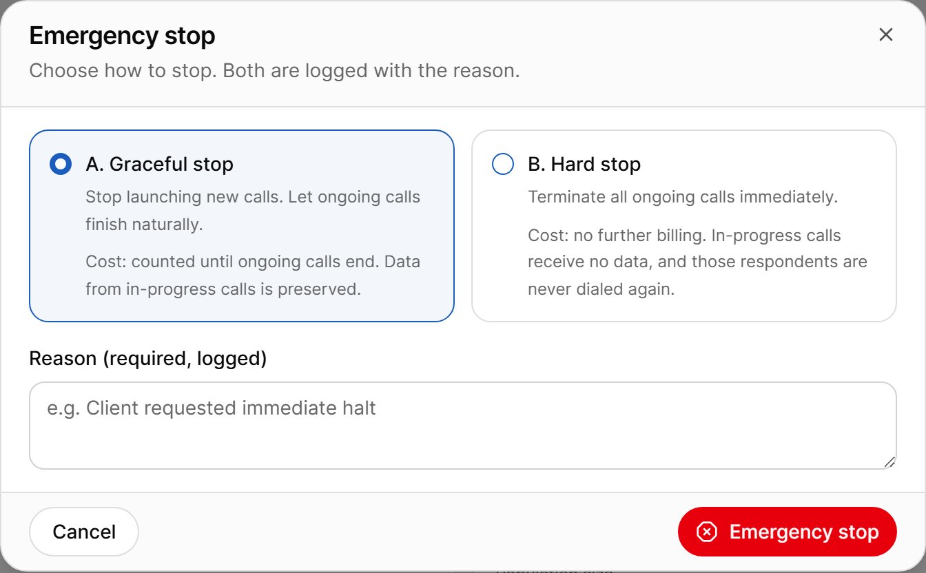 Emergency stop dialog