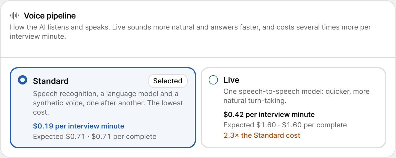 Voice pipeline options