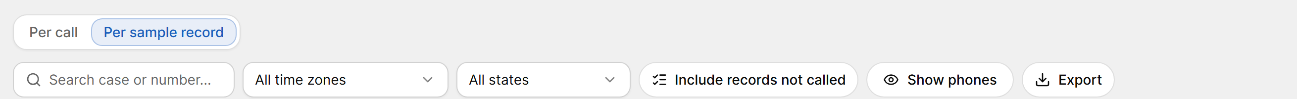 Results toolbar in the Per sample record view