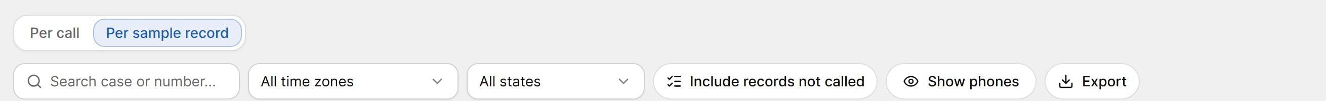 Results toolbar in the Per sample record view