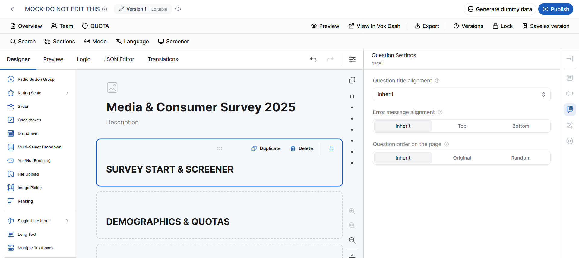 Designer Tab