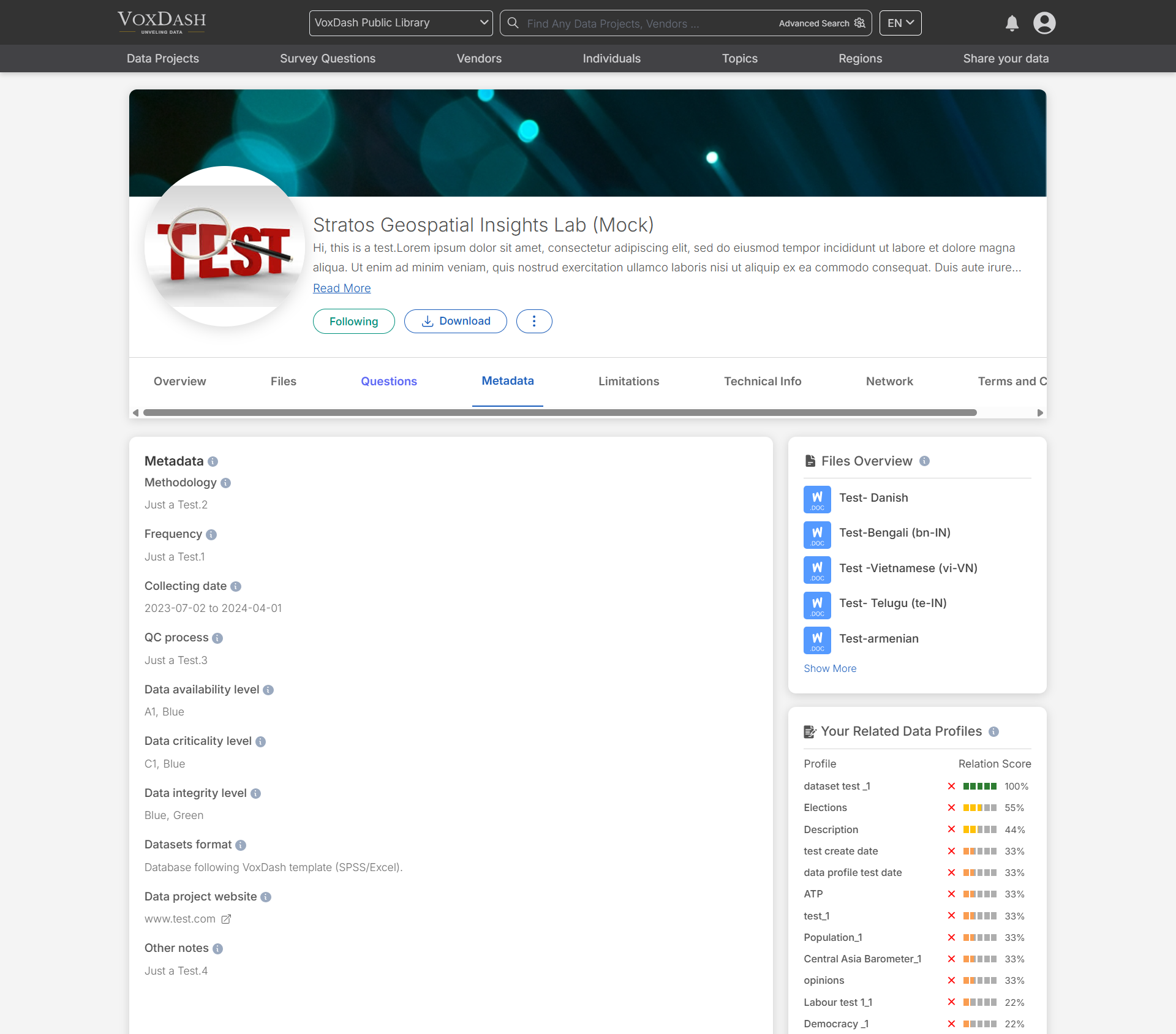 data-project-metadata-page