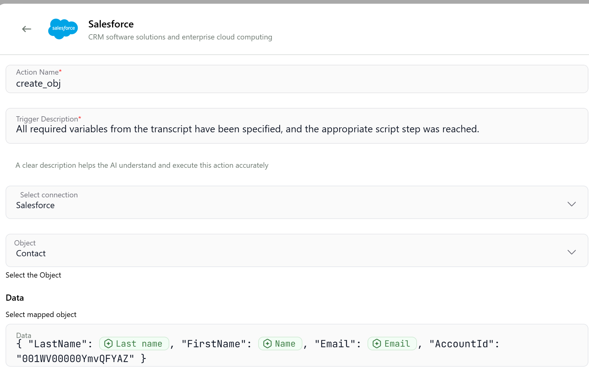 salesforce create object