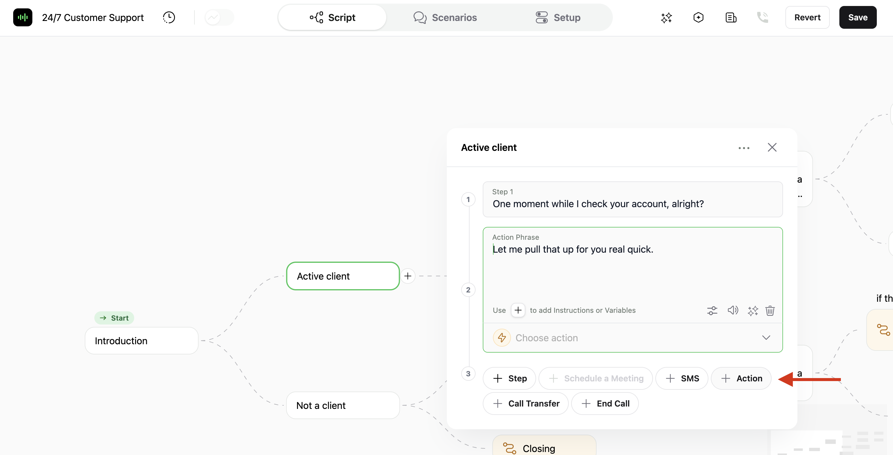 Set up an Action step
