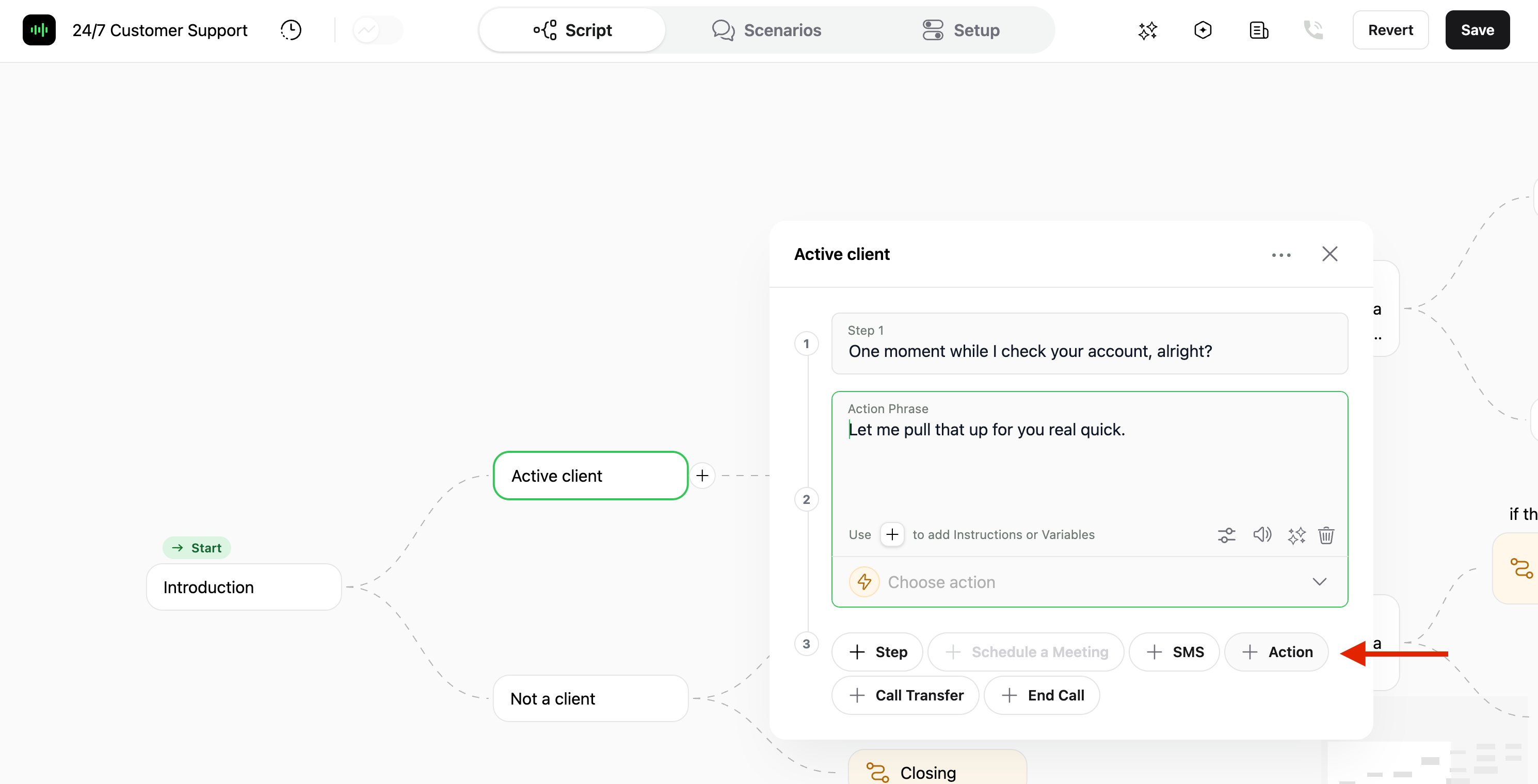 Set up an Action step