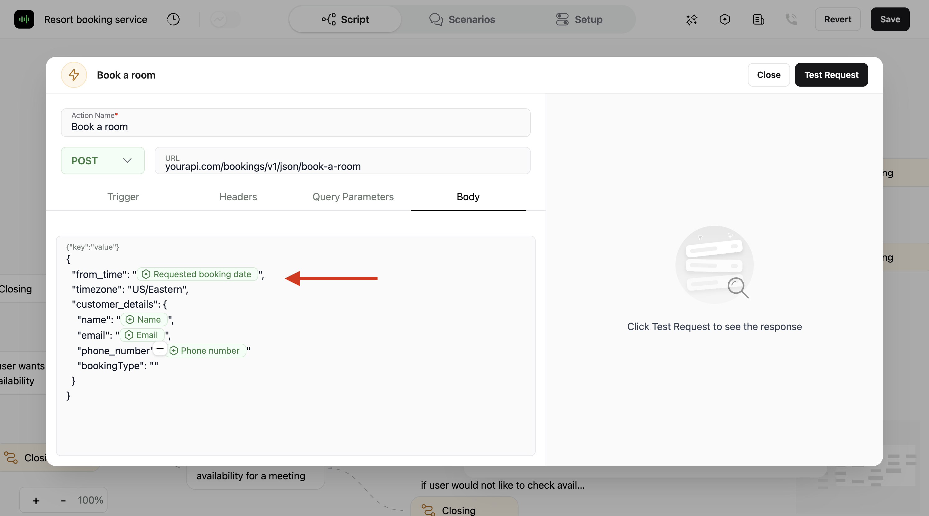 Variables being used in an Action