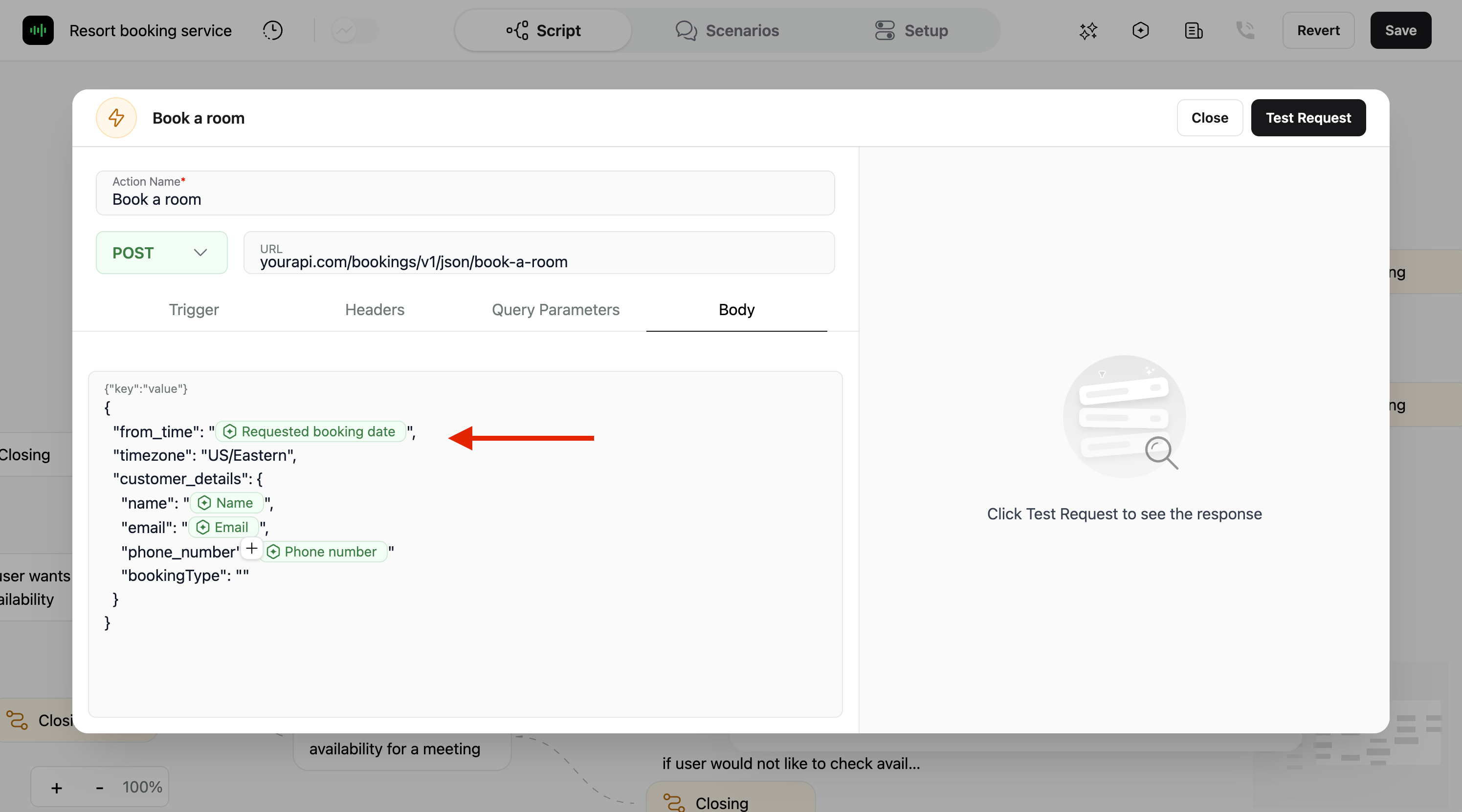 Variables being used in an Action