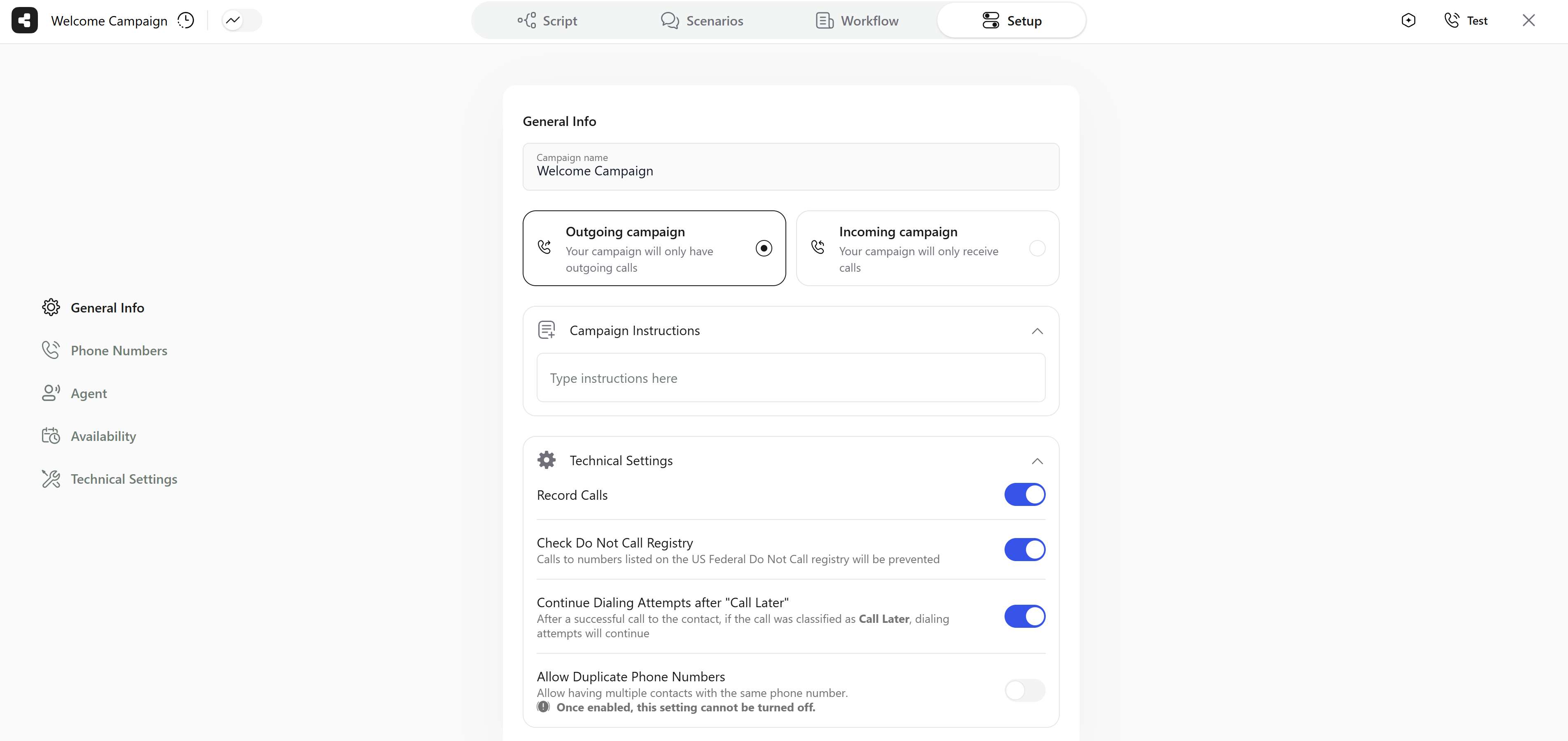 setup tab