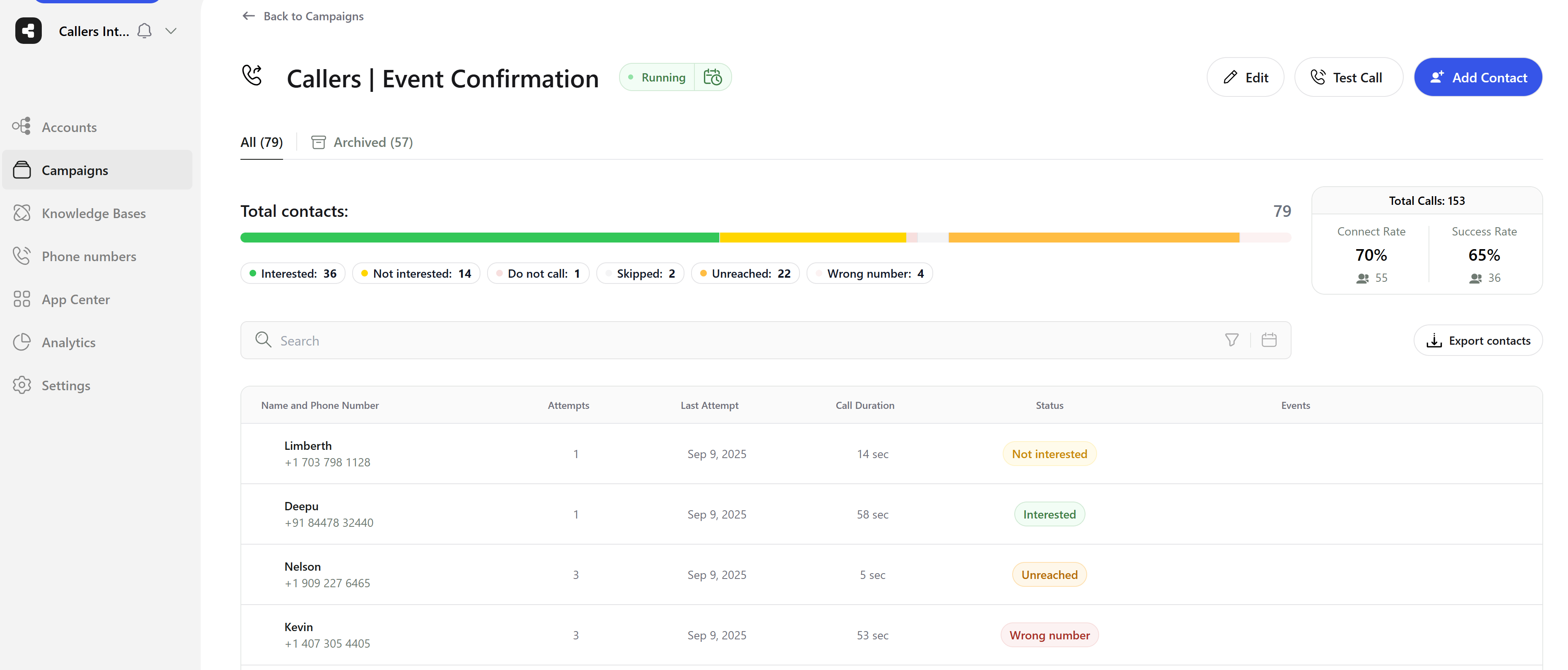 Agent dashboard example