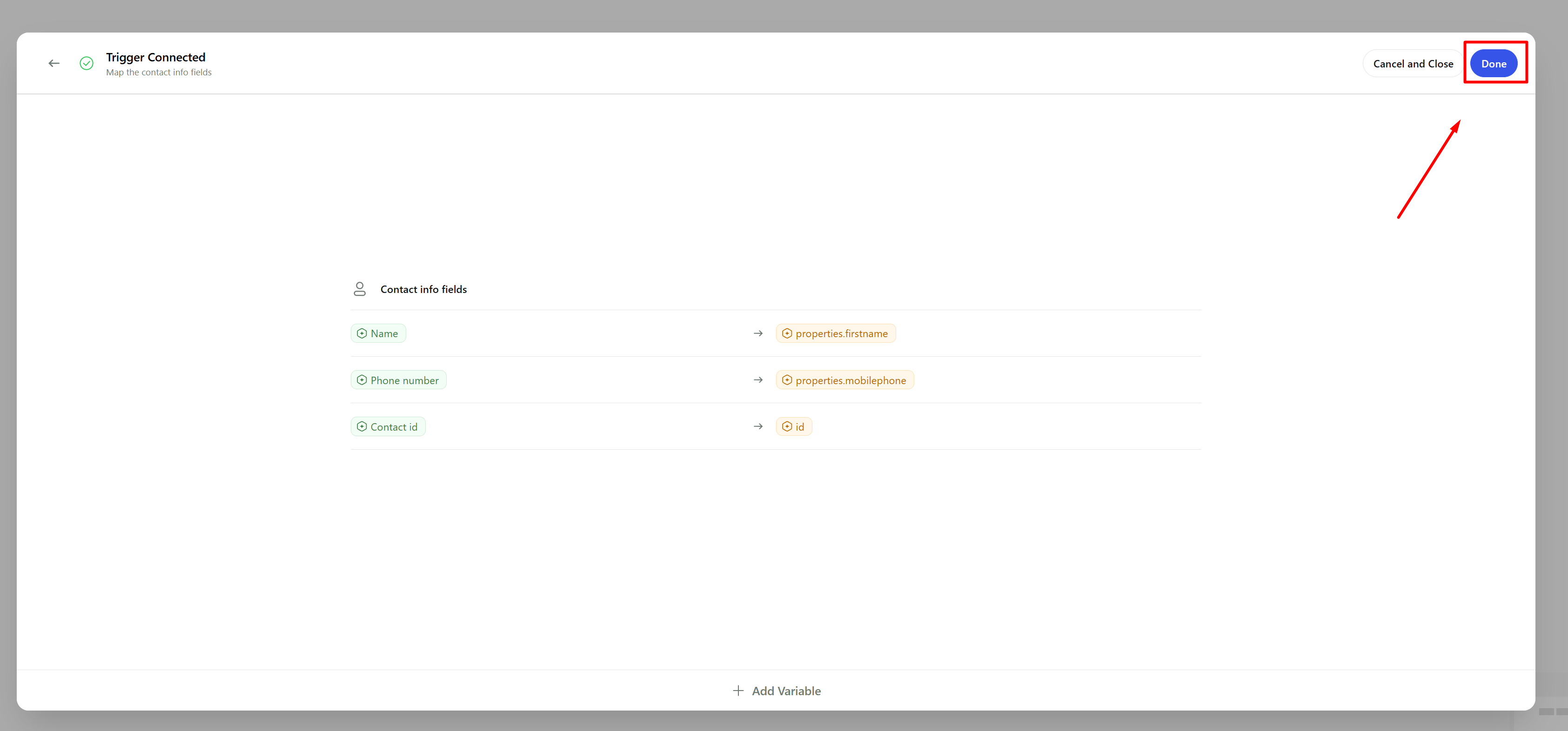 trigger finished mapping
