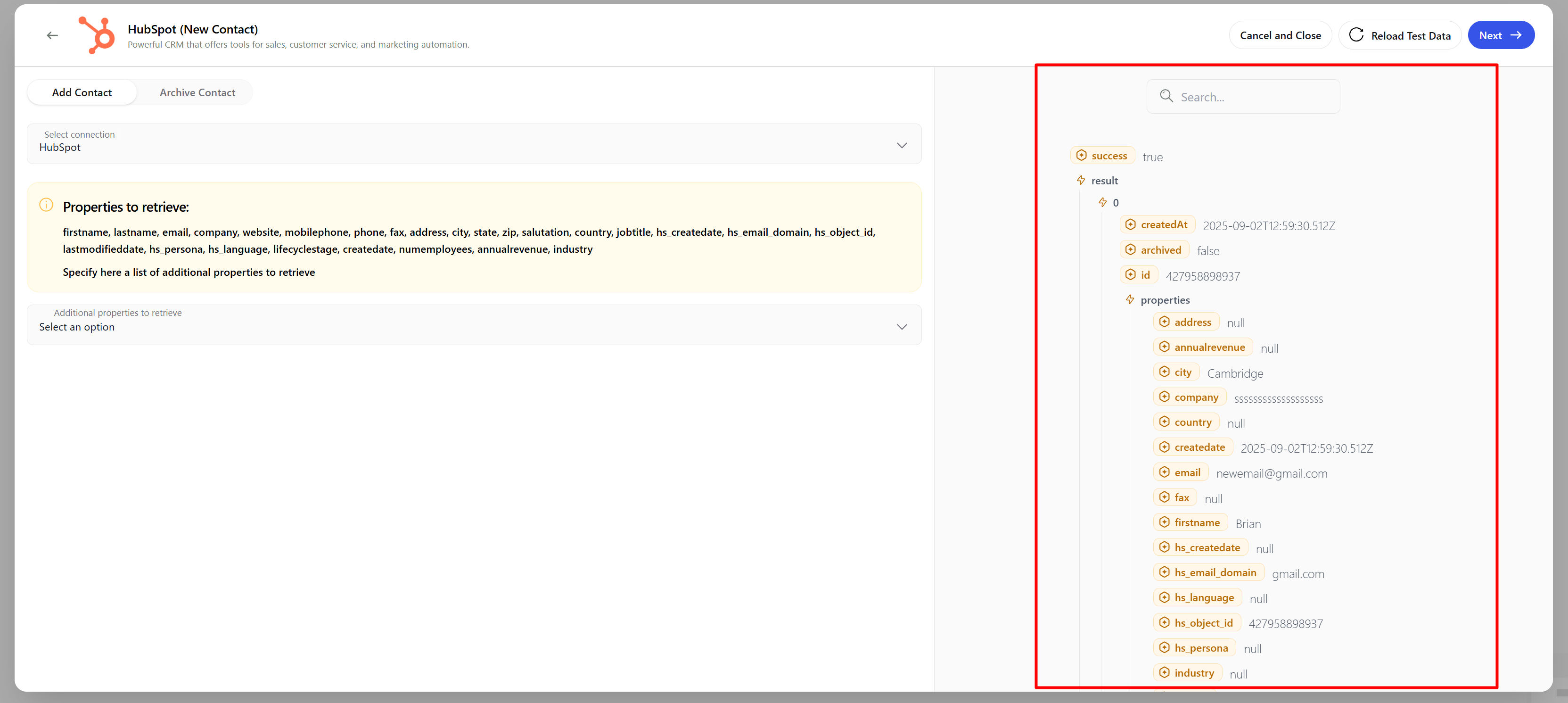 trigger test contact