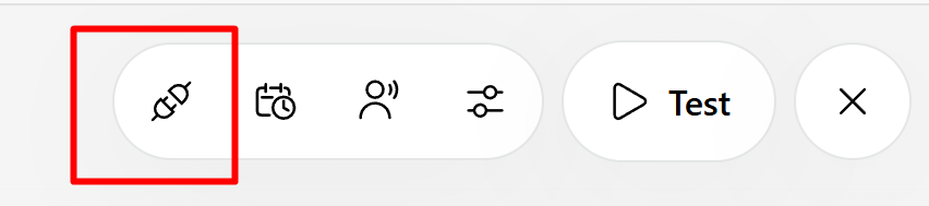 Campaign toolbar with the widget connection button highlighted