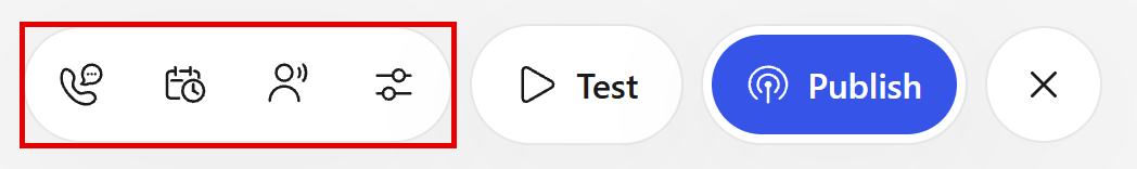 The Channels, Availability, Agent and General Settings icons next to the Test button