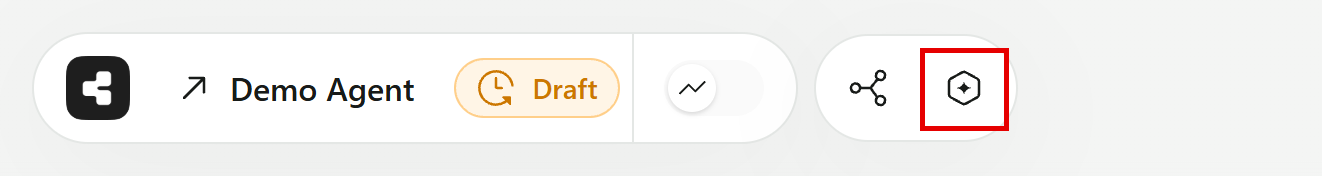 The agent editor header with the hexagon Variables button highlighted