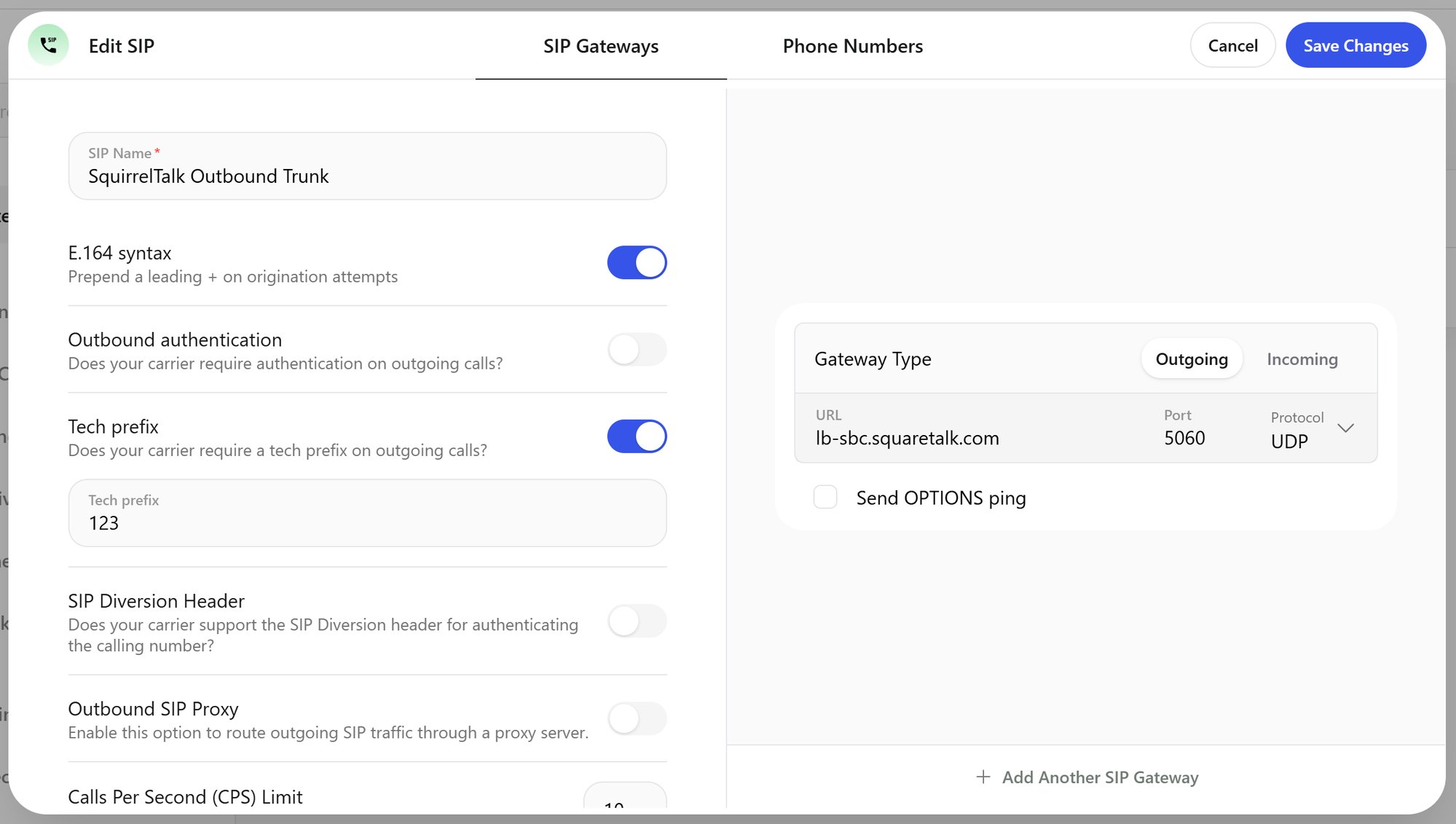squaretalk sip configuration