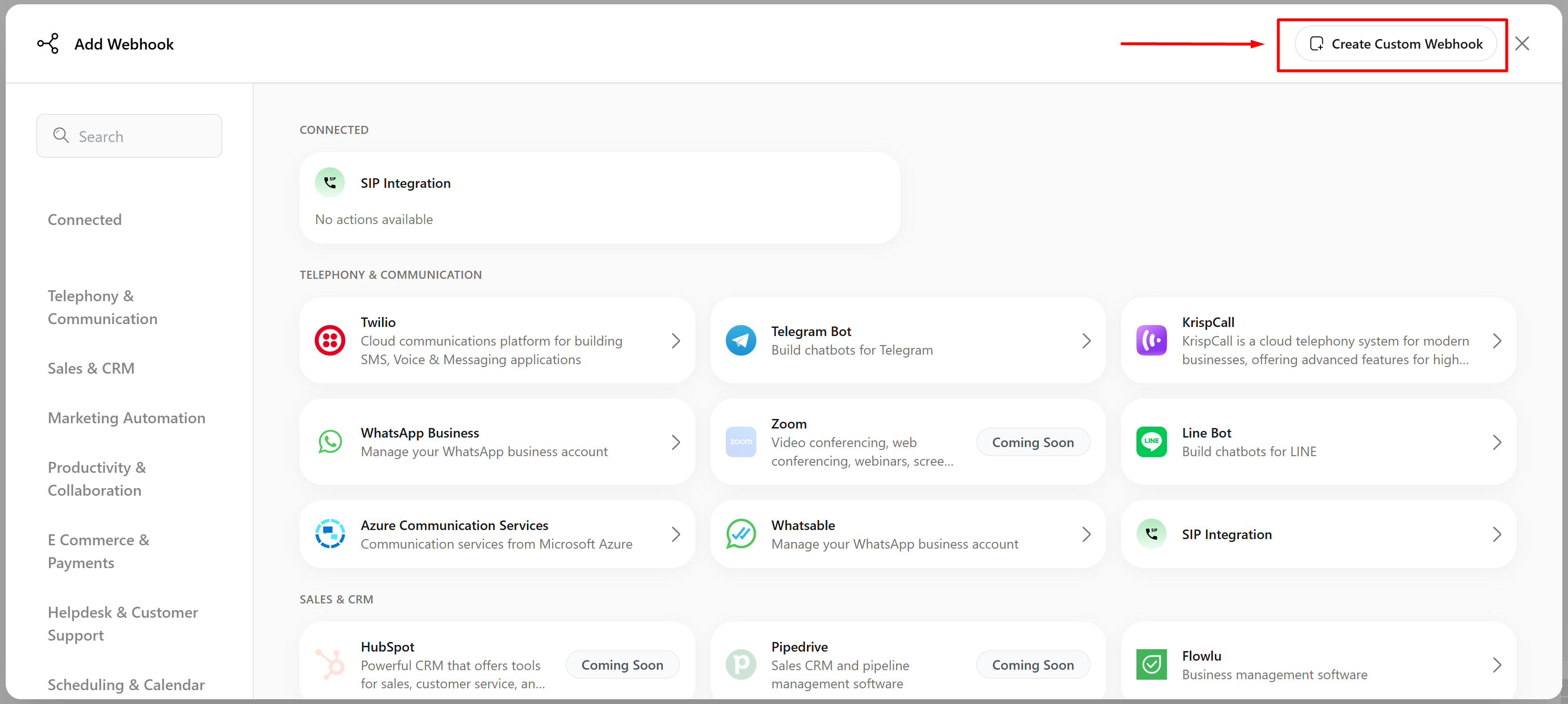 Advanced Webhook - Callers