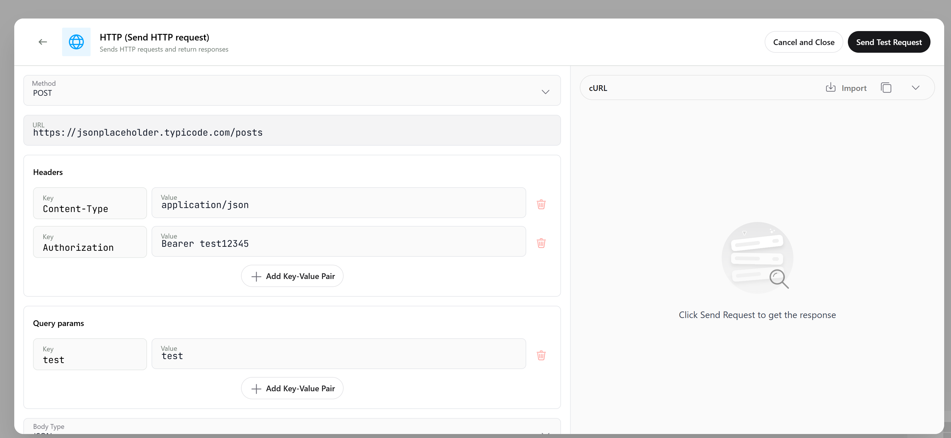 webhook cURL imported