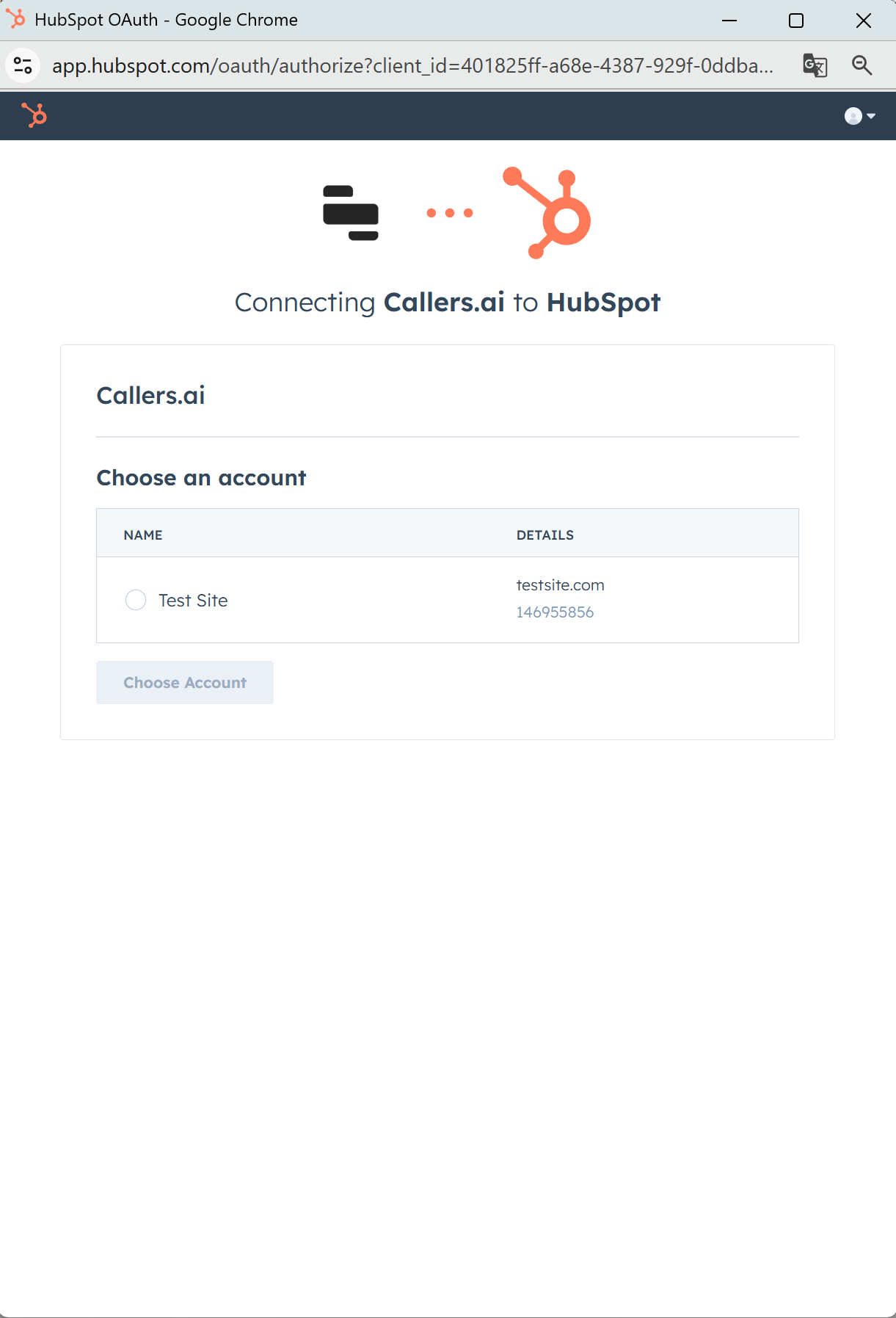 hubspot choose account
