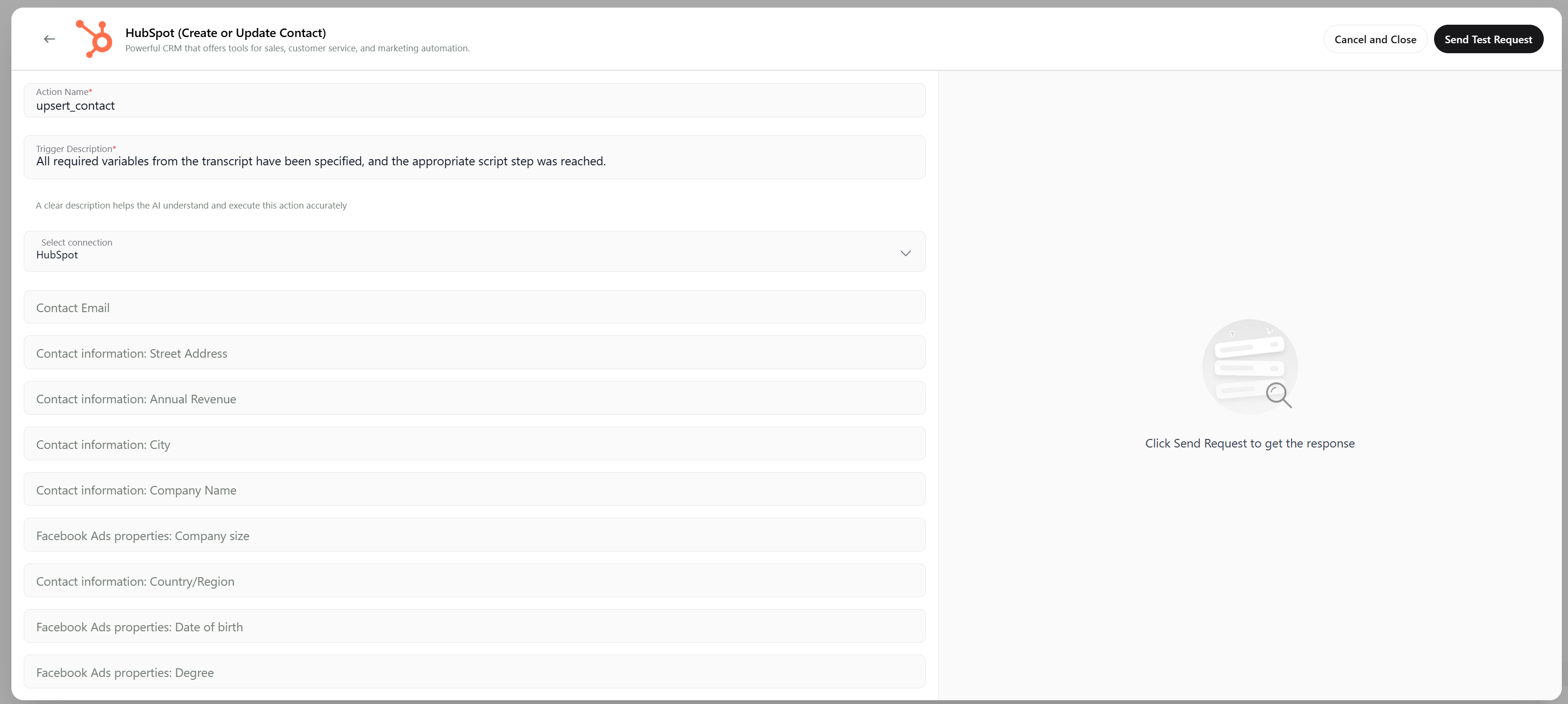 hubspot upsert contact
