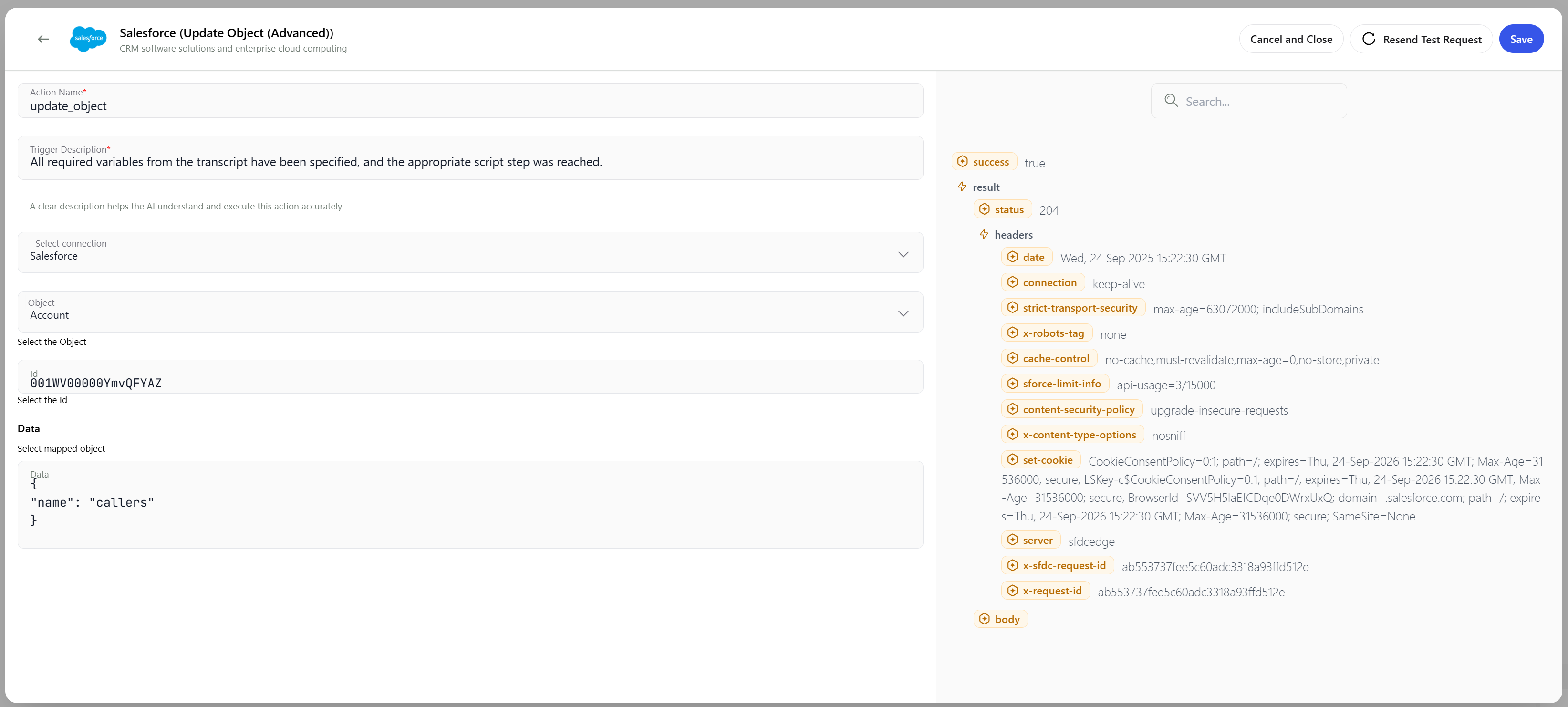 salesforce update object