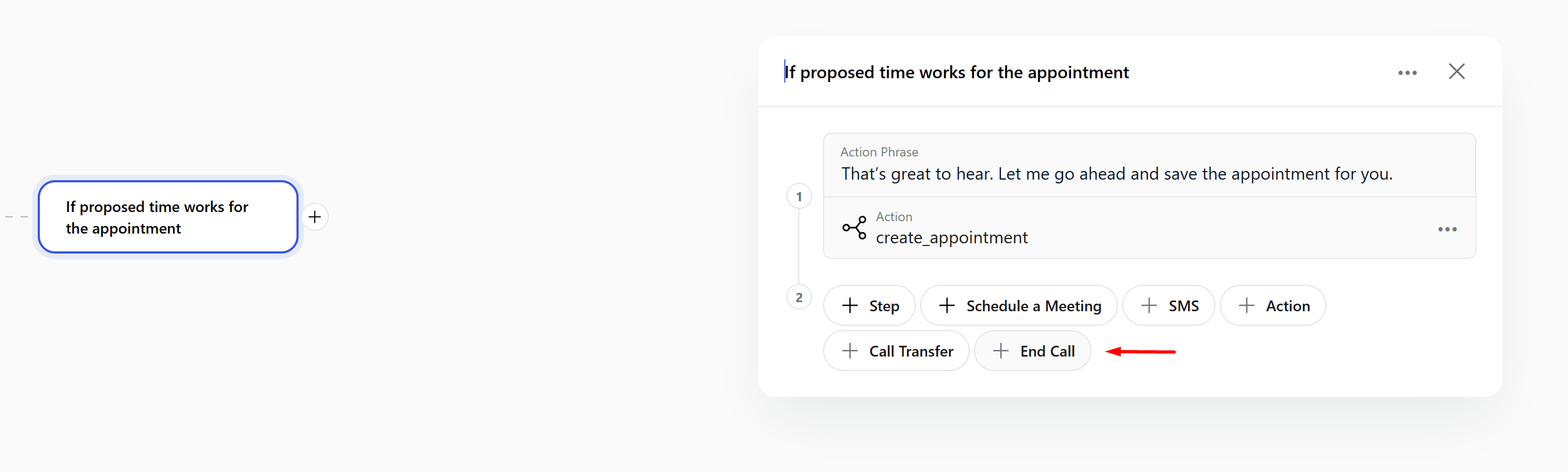 Setting up an end call