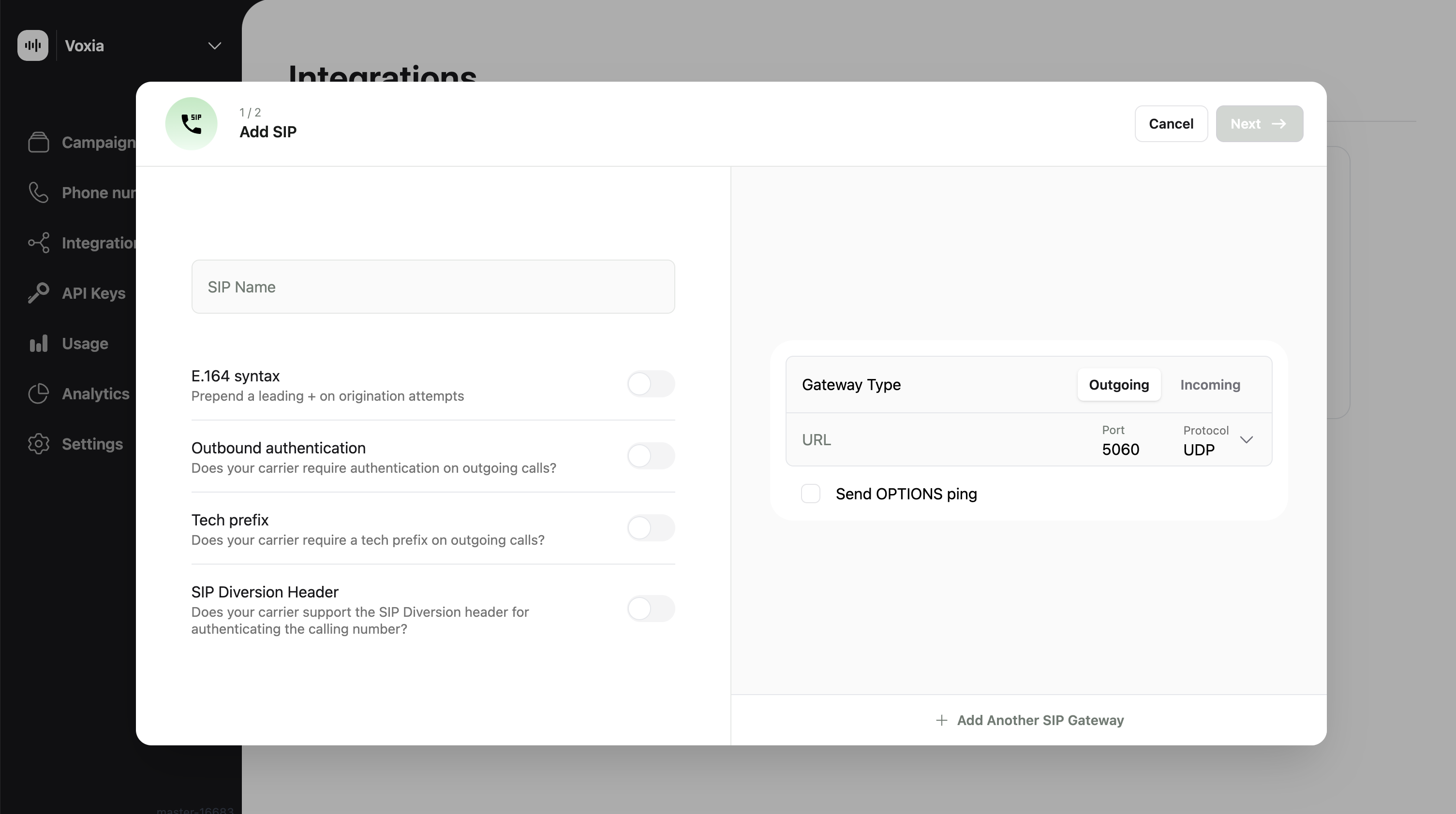 configure sip
